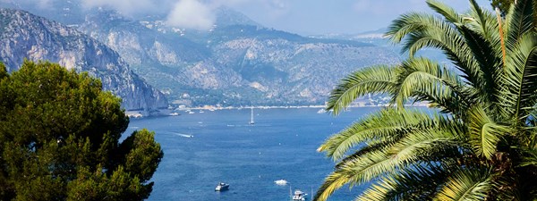 View on the French Riviera and the Mediterranean Sea from the hills